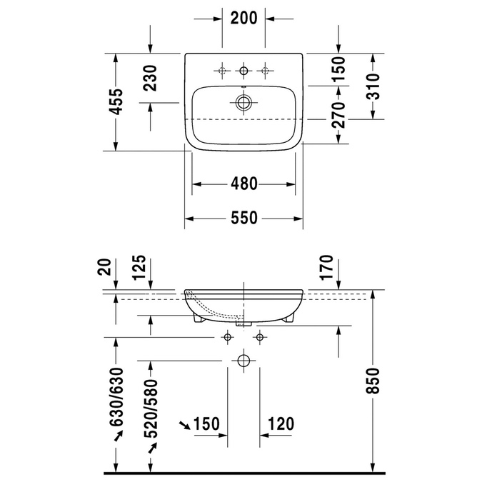 Раковина подвесная Duravit Durastyle 55 см