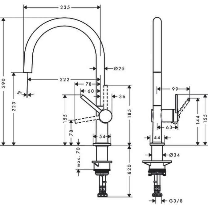 Смеситель для кухонной мойки hansgrohe Talis M54 220, 1jet