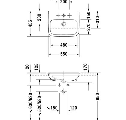 Раковина подвесная Duravit Durastyle 55 см