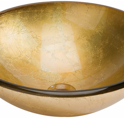 Акция! Раковина на столешницу стеклянная с сусальным золотом  Pan De Oro 42x42x14,5 cm