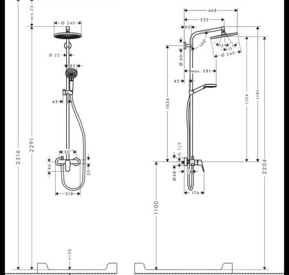 Душевая стойка Hansgrohe Crometta S 240 1jet Showerpipe EcoSmart