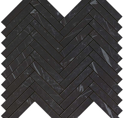 Nero Marquina Herringbone Wall 30.5x30